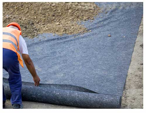 Geotextile Fabric Being Rolled Out