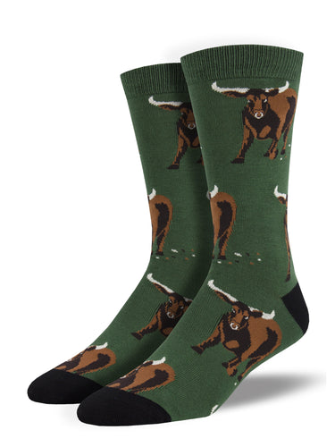 Men's Bamboo Bull Socks - Green