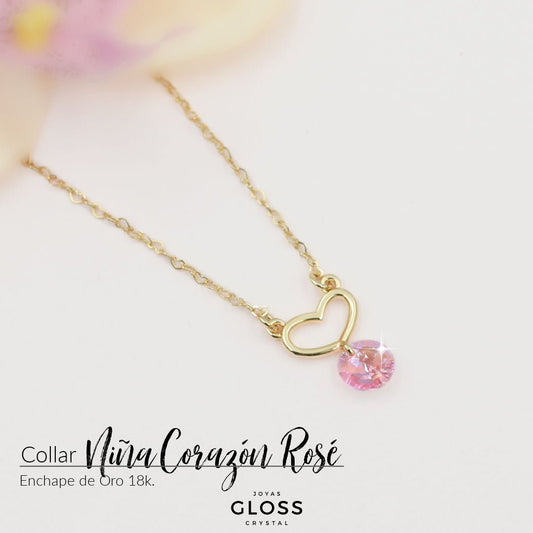 Collar Niña Corazón Rosé - Joyas Gloss Crystal