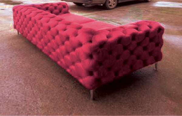 Adam Red Velvet Sofa And Loveseat Button Tufted Comfortable