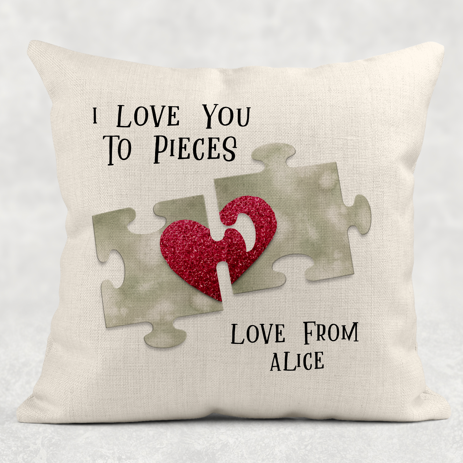 Love You To Pieces Personalised Valentine S Day Cushion Molly Dolly Crafts