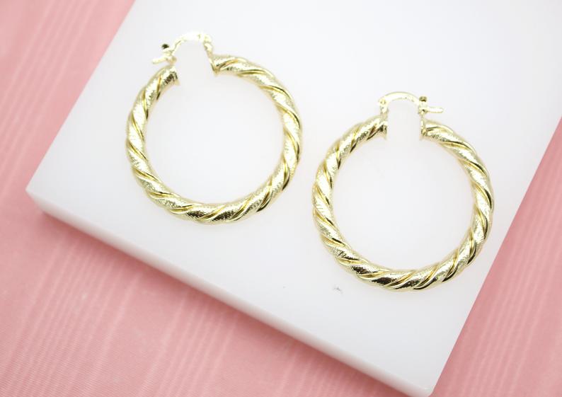 Gold Filled Hoops, Thick Gold Hoop Earrings, Gold Filled Earrings, Gold Hoop Earrings, Gold Filled Bamboo Earrings, Gold Earring Hoop (K44)