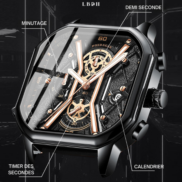 fonctions du cadran de la montre cadran carré luxe lbdh