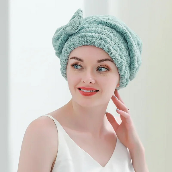 serviette en microfibre pour cheveux bouclés verte