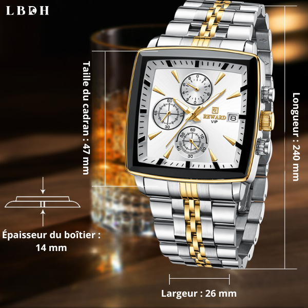 dimensions de la montre carrée oyster luxe lbdh