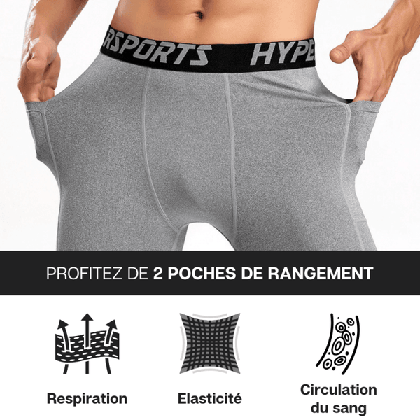 Short de compression pour homme avec poches