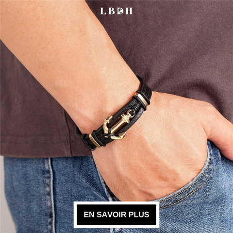 bracelet ancre en cuir luxe la boutique des hommes