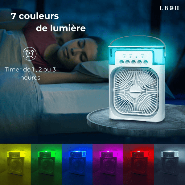 couleurs de lumières disponibles du ventilateur brumisateur d'air silencieux
