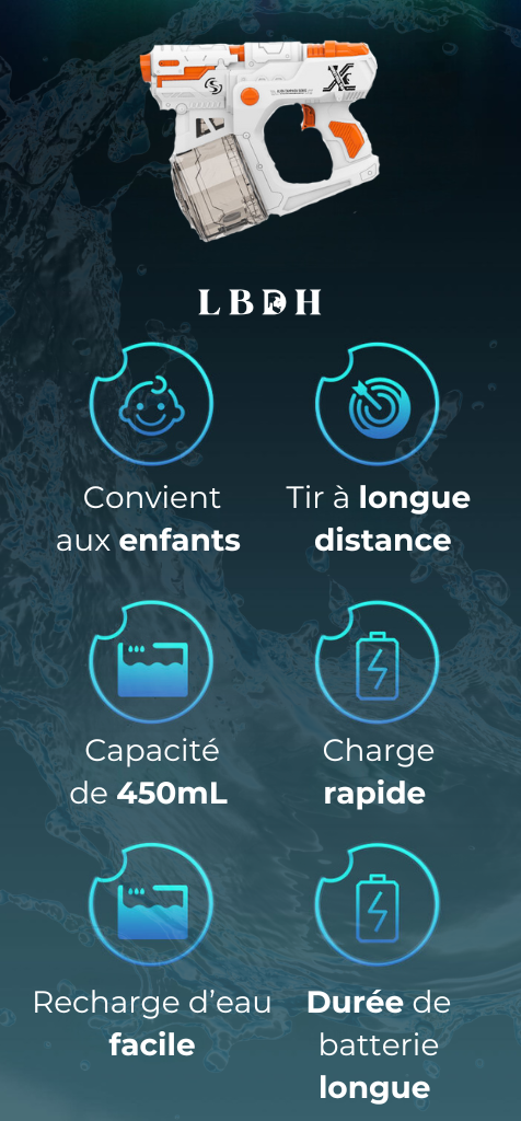 fonctions et caractéristiques du pistolet à eau électrique lbdh