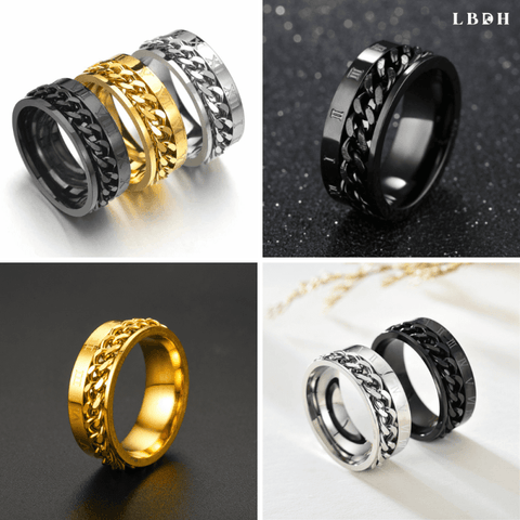 Bague anti stress anneau tournant pour homme