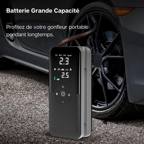 Le gonfleur de pneu a une très grande batterie et dure longtemps.