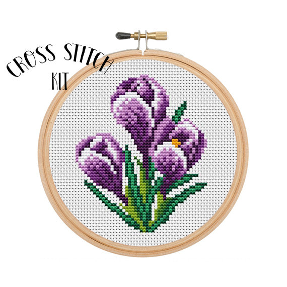 Crocuses Cross Stitch Kit. Crocuses Embroidery Kit. – Funny Cross Stitch