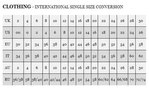 Clever Kittens International Sizing Guide