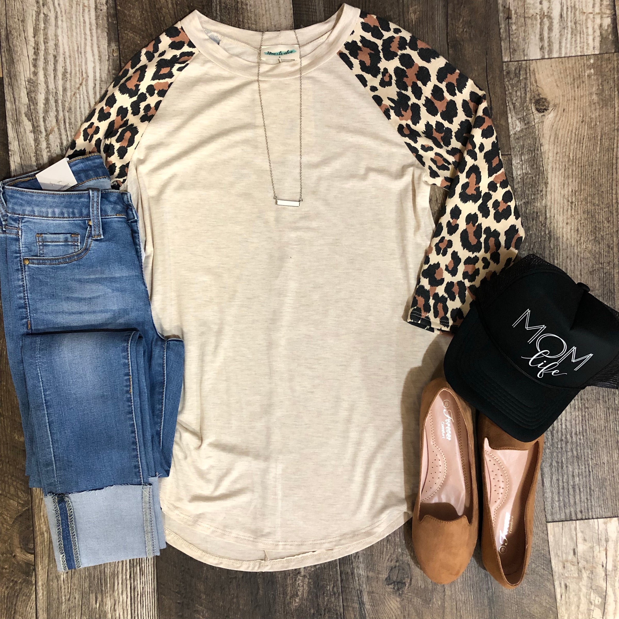 leopard baseball tee