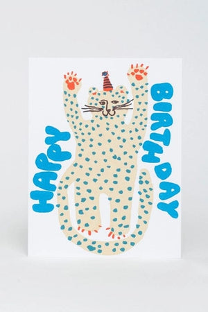 Party Cheetah Birthday Card - We Are Monochromatic