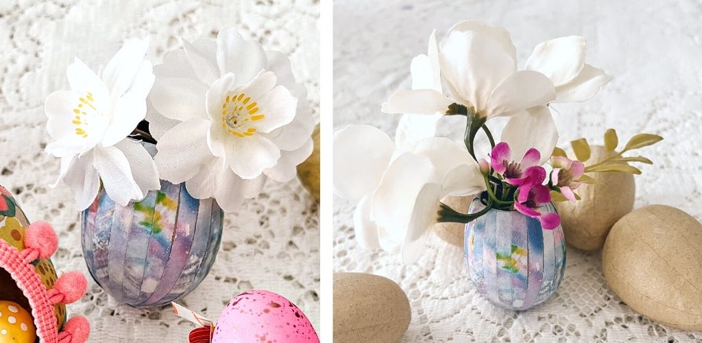 Paper Egg Mini Vase DIY - Finished with Flowers