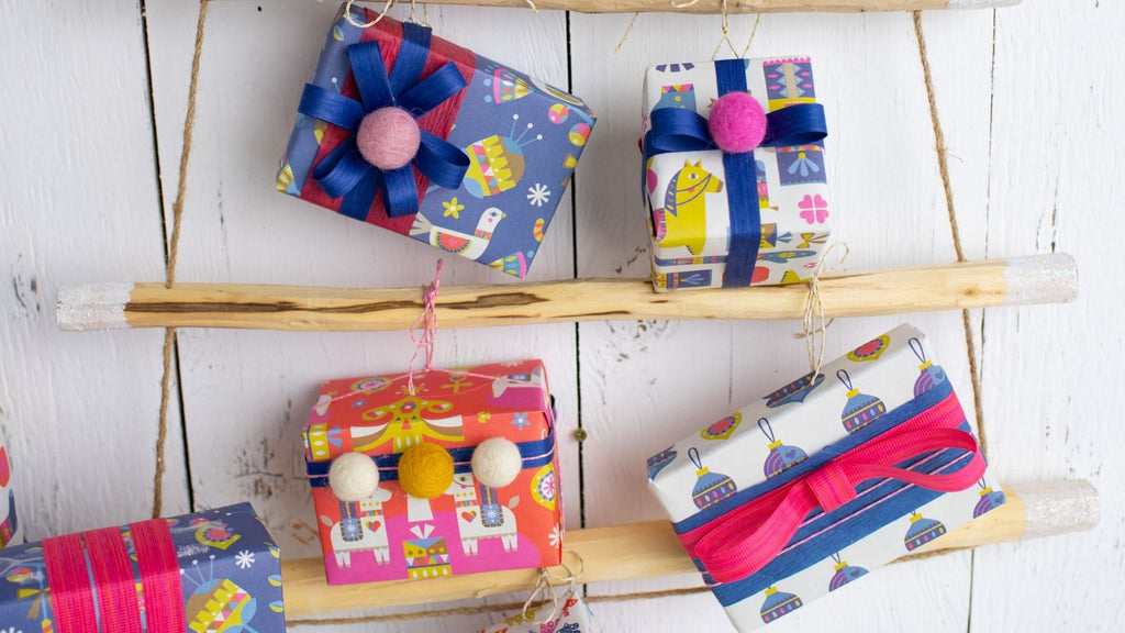 Christmas Gift Wrap Surprise Box, Paper, Twine and Toppers