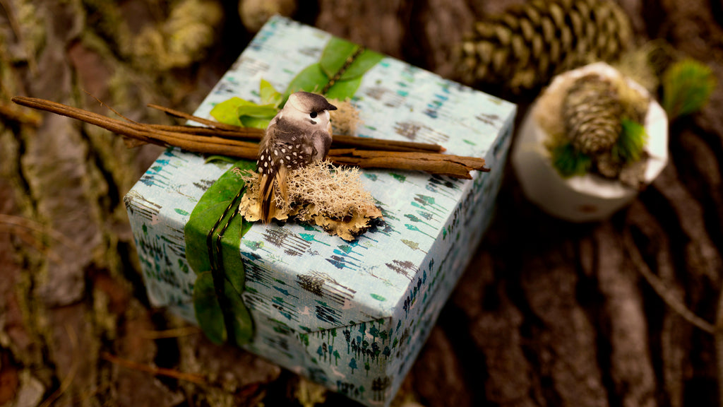 Holiday Gift Wrapping tips - Bird and Bark Gift Toppers with Christmas Wrapping Paper