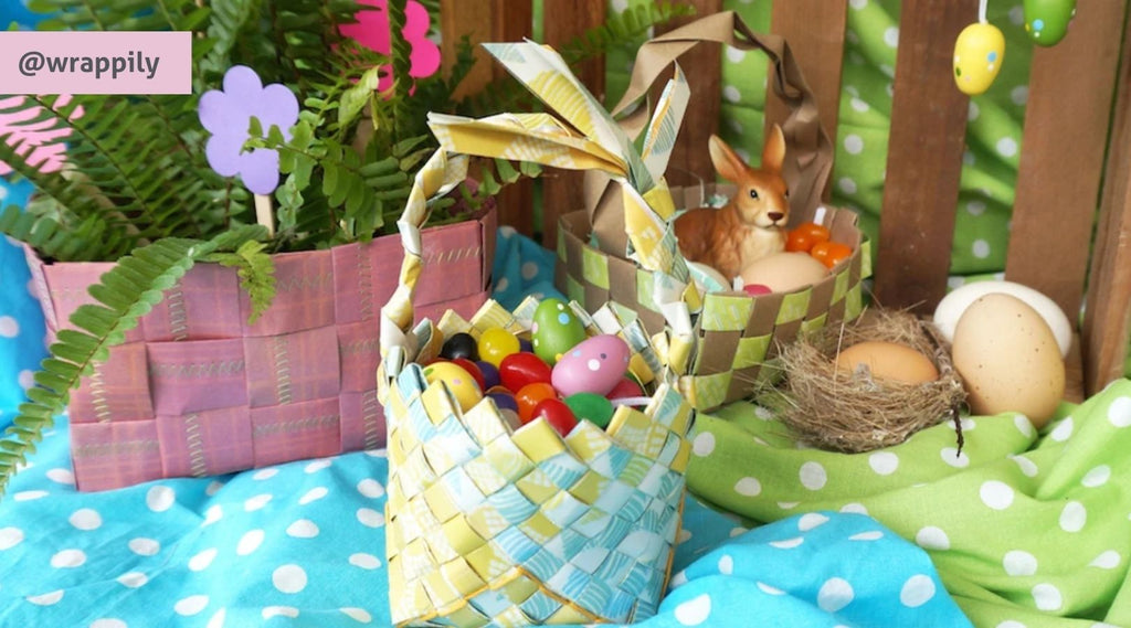 Woven Paper Basket - DIY Crafts with Reused Wrapping Paper