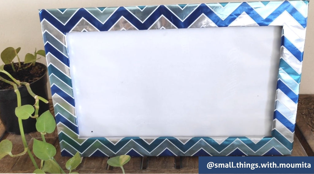 DIY Photo Frame with Reused Wrapping Paper