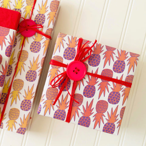 Wrapping Gifts with Buttons - Orange and Red
