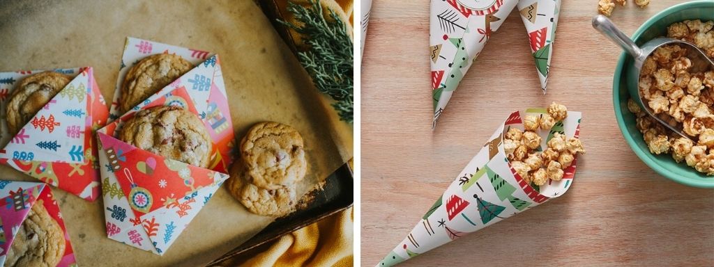 Snack Bags and Cookie Envelopes made of Upcycled Wrapping Paper