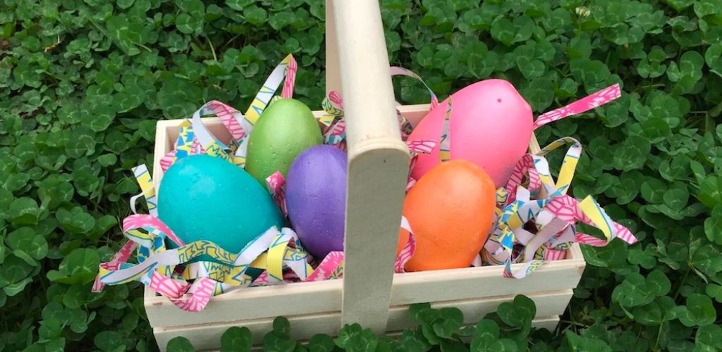 DIY Plaster Easter Eggs in Basket
