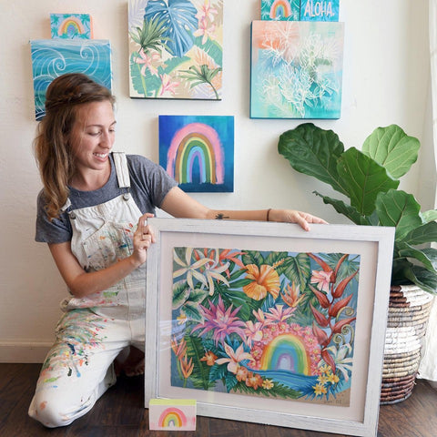 Lauren Roth with her completed artwork