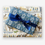 Hanukkah Branches Gift Wrap  Sustainable Plastic Free Gift Wrap -  Waterleaf Paper Company