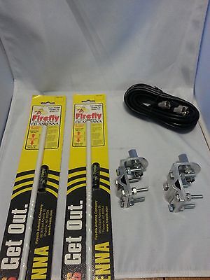 CB Antenna Kit - Firestik FL-4 White Dual Antenna RG59U Cophase Coax & Brackets Combo