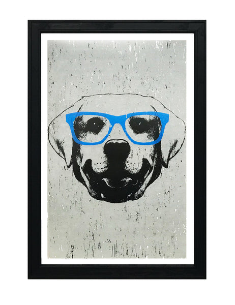 Labrador Retriever with Blue Glasses Art Print / Poster - 13x19