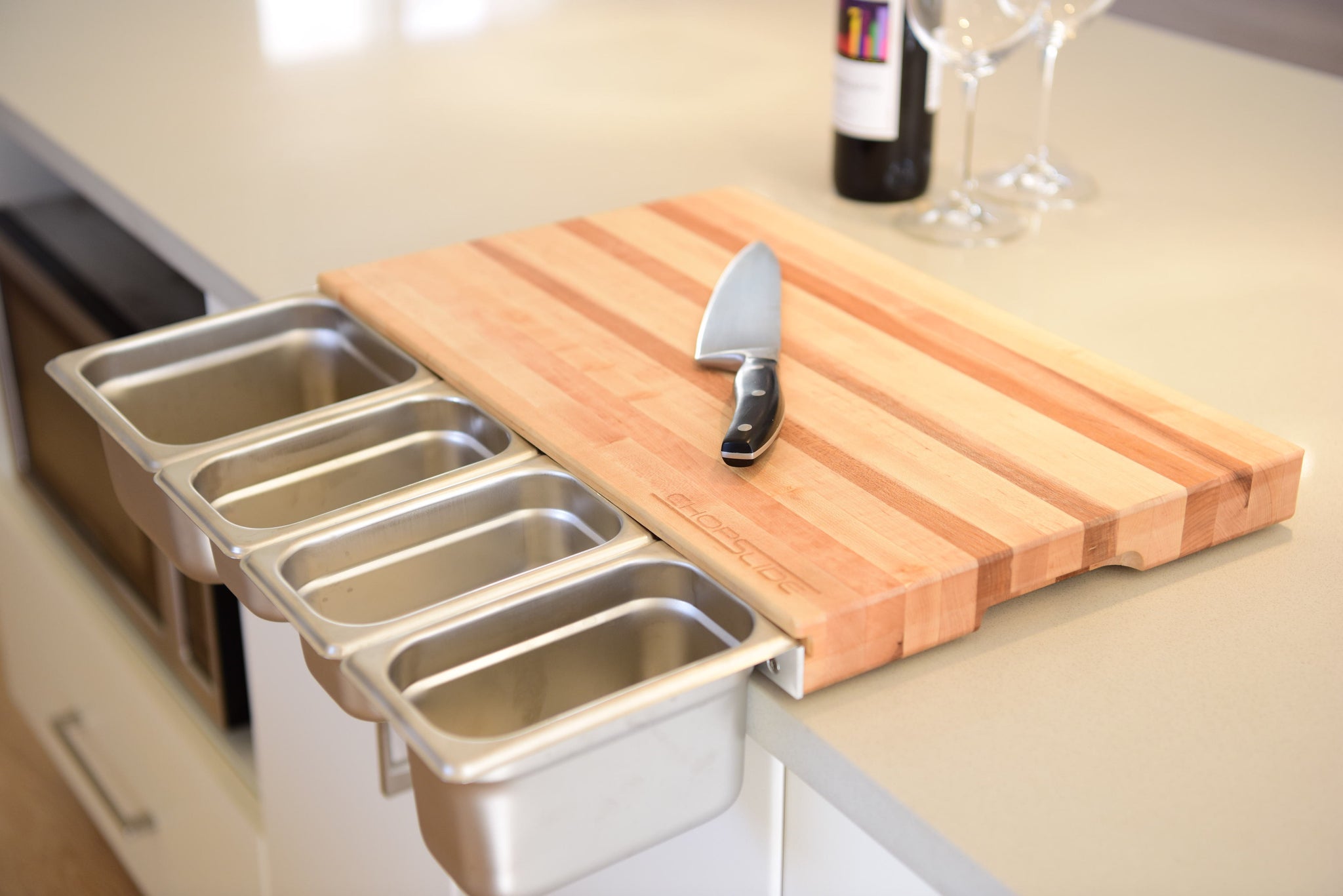 1 Cutting Board With Containers Chopslide Kitchen Board