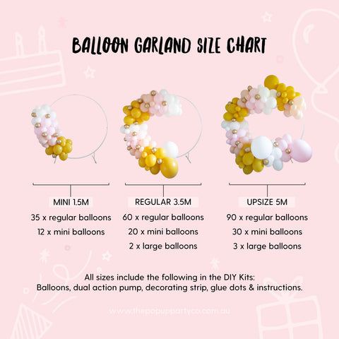 Balloon Garland Size Chart