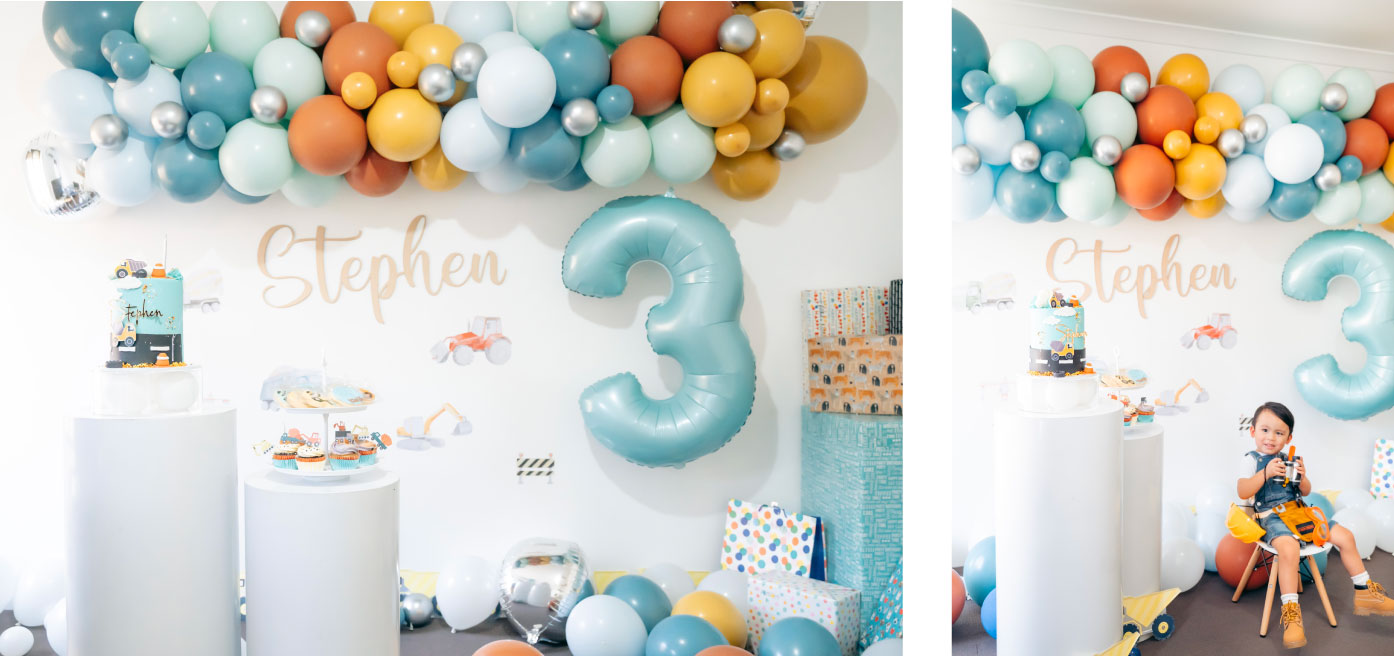 Construction themed balloon garland kit