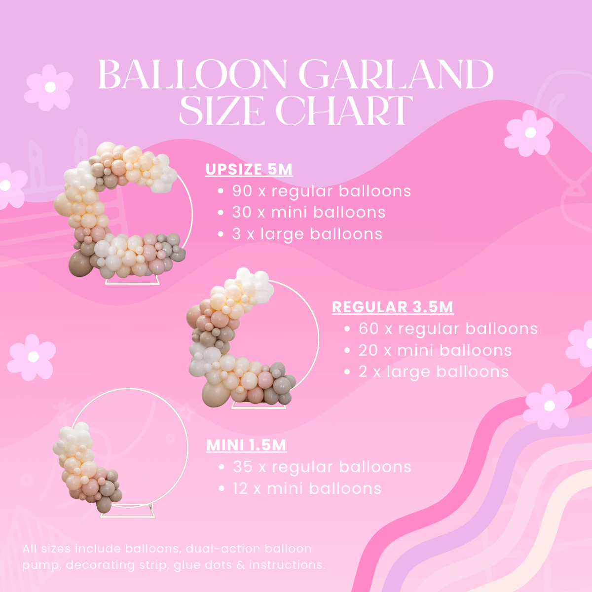 Balloon Garland Kit Size Chart
