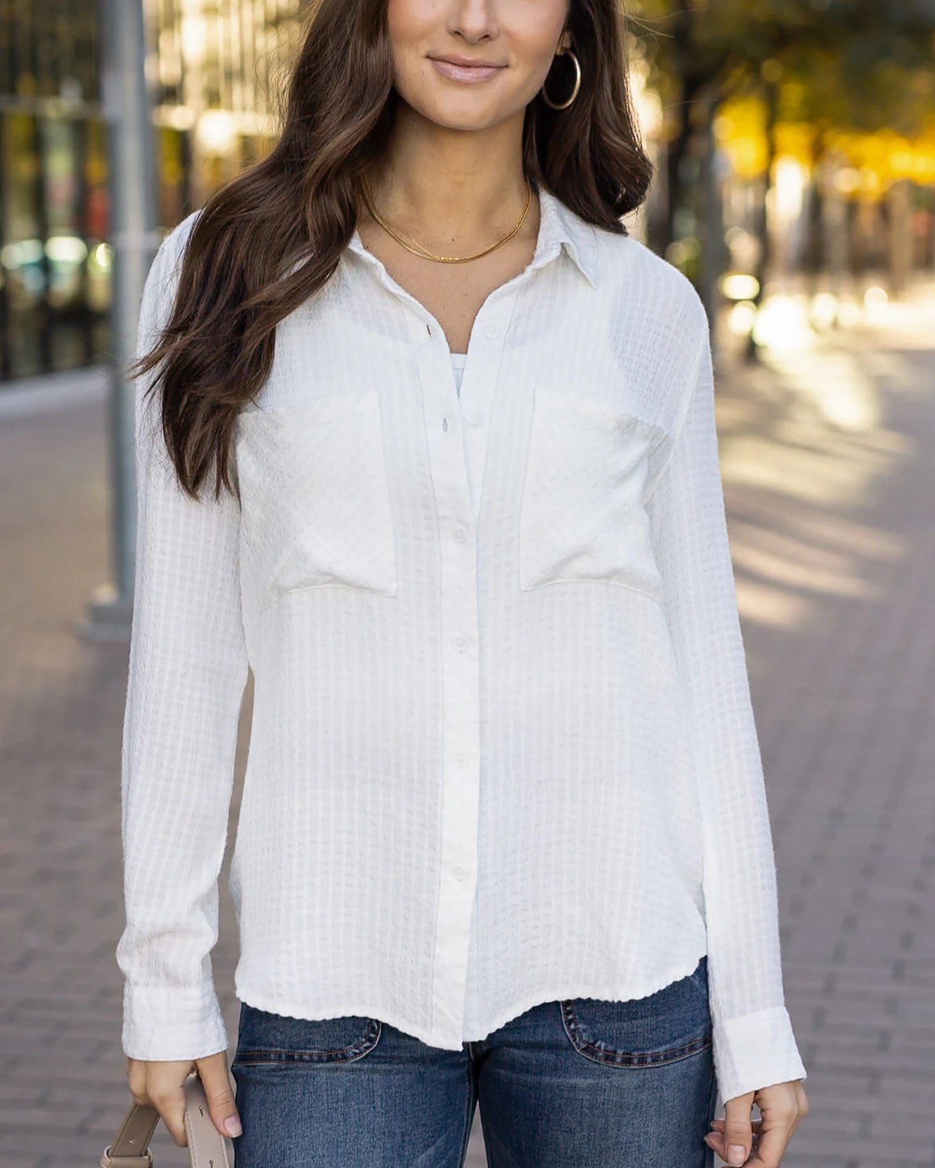 Favorite Button Up Top in Soft White