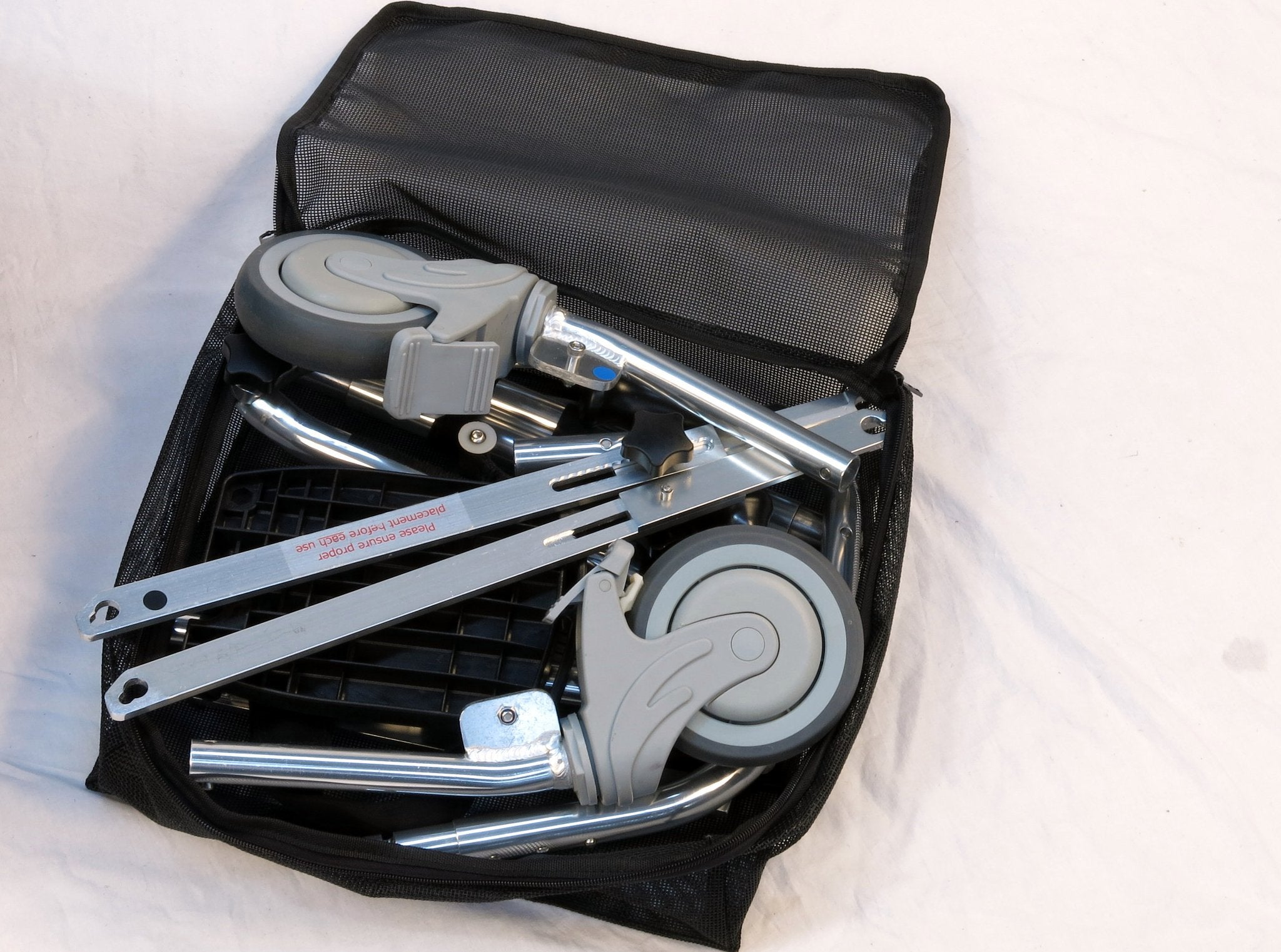 Portable GO-Anywhere Commode, Shower ‘n Tub Chair (CST) all accessories packed inside unzipped accessory bag