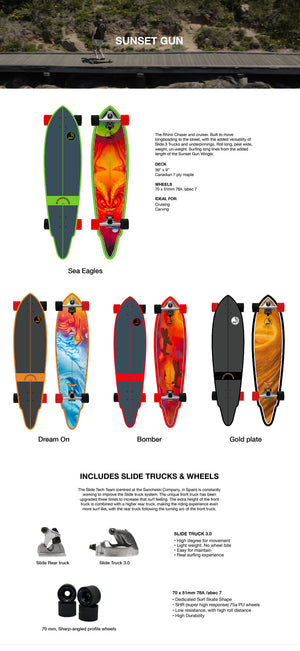 HOT BUTTERED SKATEBOARD- SUNSET GUN- DREAM ON 39 x 9 – Locals Surf