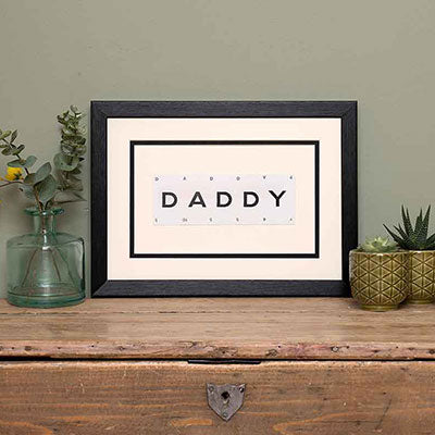 Vintage Playing Cards DADDY Word Art Black Picture Frame