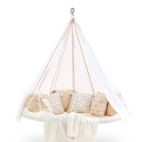 Tiipii Deluxe Sunbrella Round Hammock Bed White