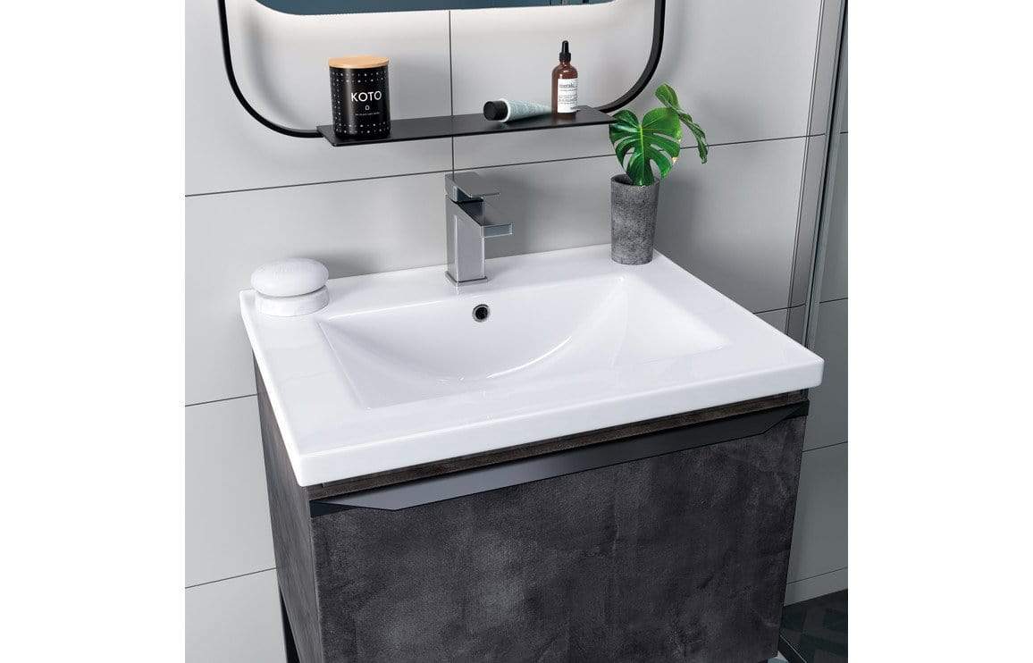 Framework Grey Metal 800mm Floor Standing Vanity Unit Basin