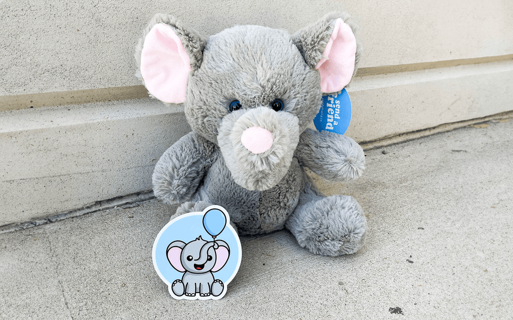 Photo of Eli the Elephant with matching elephant sticker