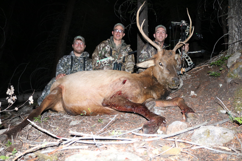 Cro-Mag Outdoors' Jake, Chris, and Aidan with an elk taken at White River National Forest