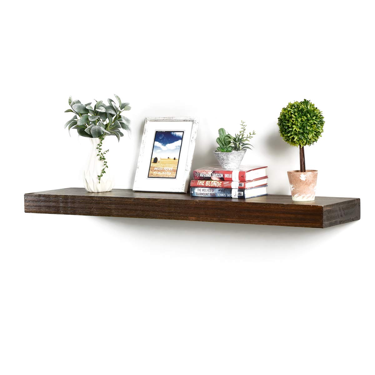 10 Inch Deep Rustic Wooden Floating Wall Shelf Wellandstore