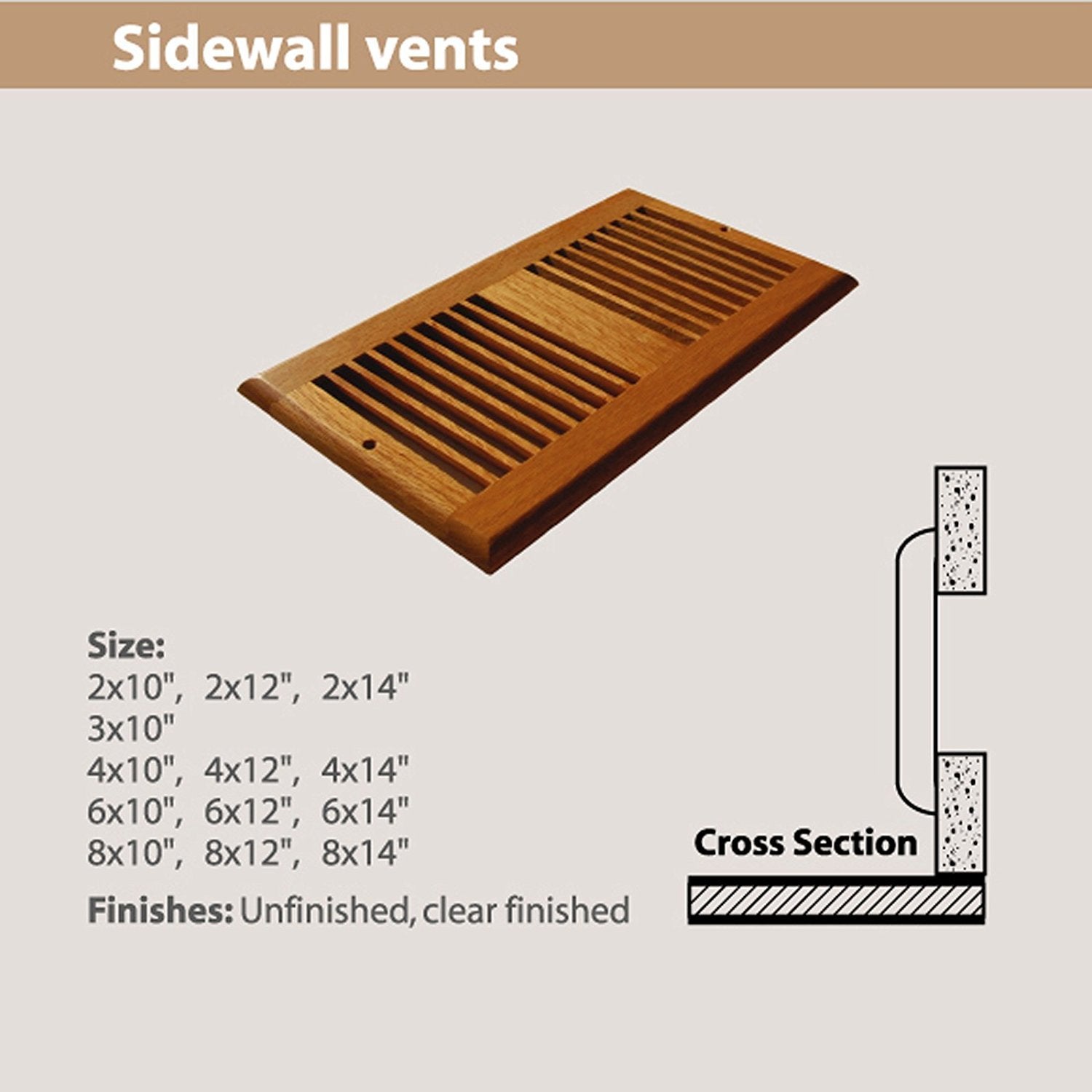 Red Oak Hardwood Vent Floor Register Side Wall Unfinished