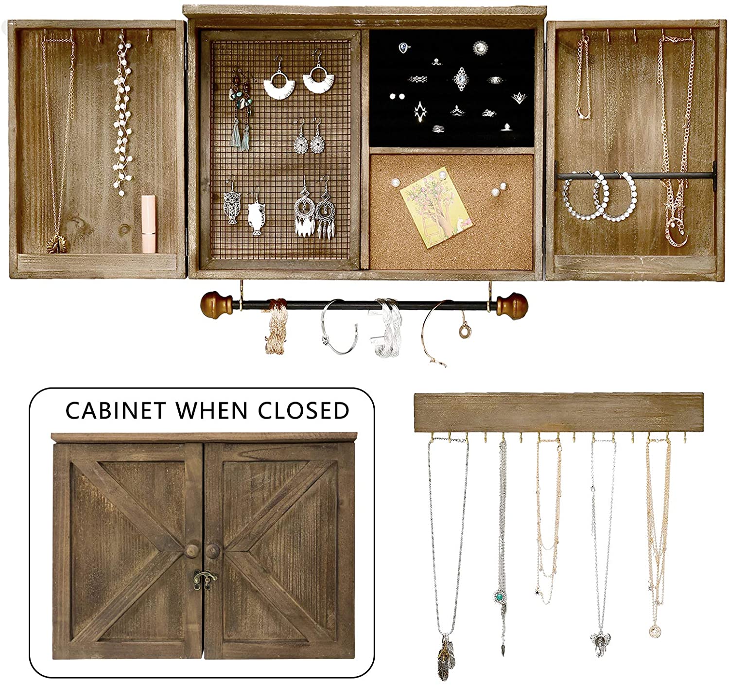 hanging jewelry organizer with pockets