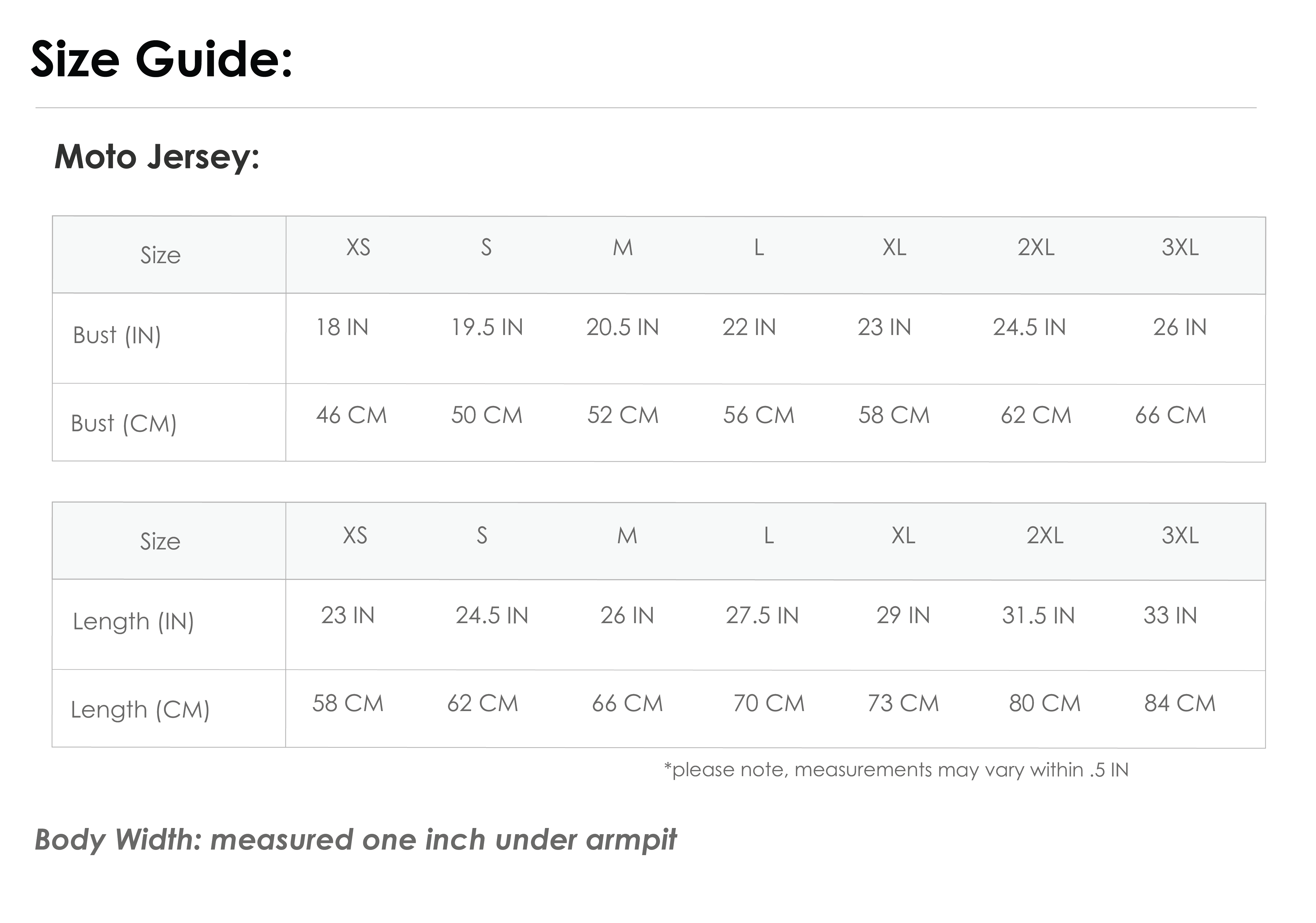 MOTO JERSEY SIZE GUIDE – Hell Babes