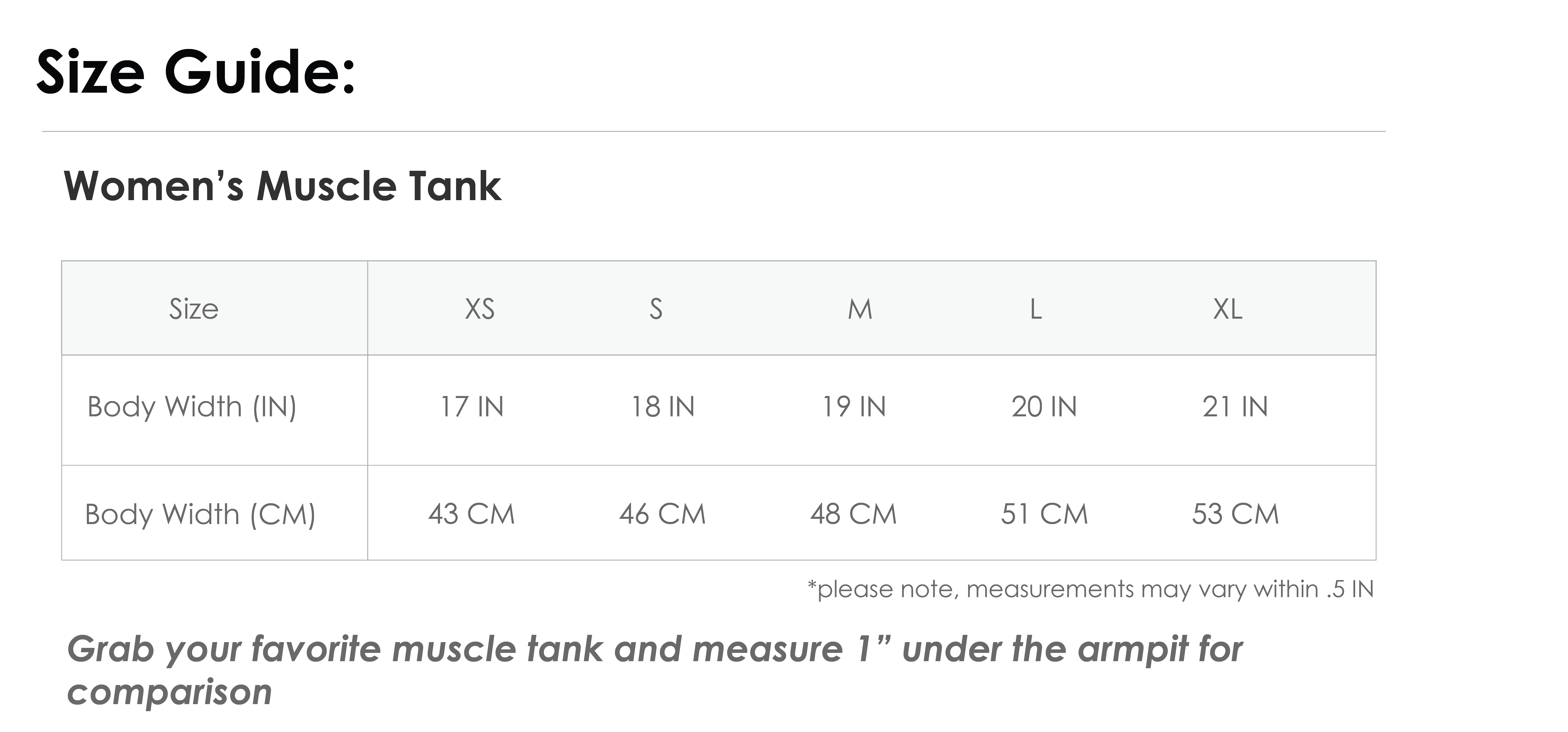 MUSCLE TANK SIZE GUIDE – Hell Babes