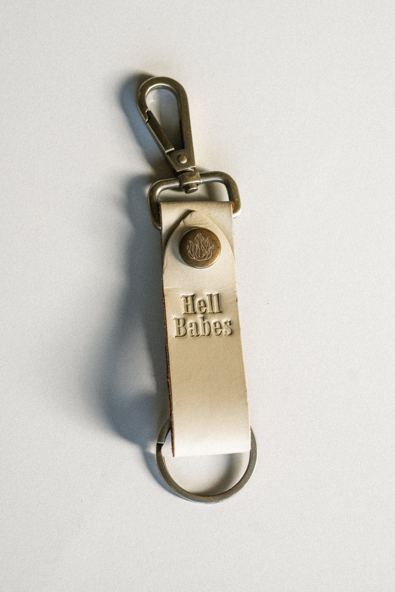 Rebel Things Off White Leather Keychain | Hell Babes