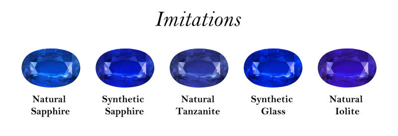 From the perspective of a buyer. A set of blue gemstones imitating a natural blue sapphire. 